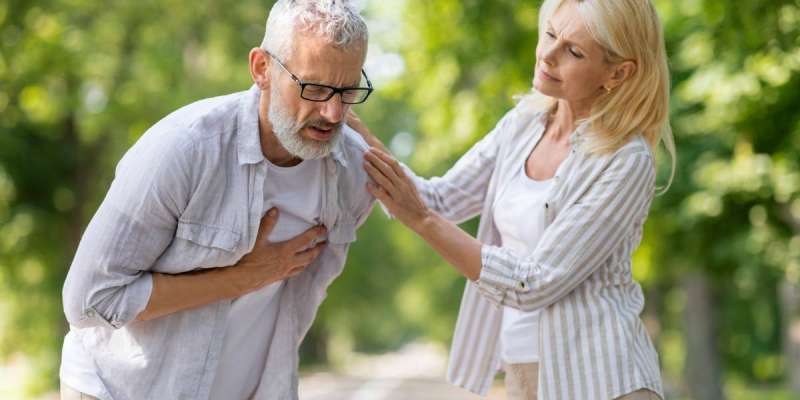 Sudden heart attacks can kill within an hour. Learn the warning signs, causes of acute myocardial ischemia, and how to reduce your risk. Mature Man Suffering Sudden Chest Pain While Walking With Wife In Park, Older Gentleman Having Heart Attack Symptoms, Worried Caring Woman Supporting Her Husband Feeling Unwell Outdoors, Closeup